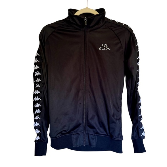 Kappa 222 Banda Wanniston Slim Fit Street Track Jacket Black White Size Large - Picture 2 of 14